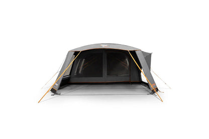 Vango caravan awning with mesh windows and orange trim, ideal for camping and outdoor adventures
