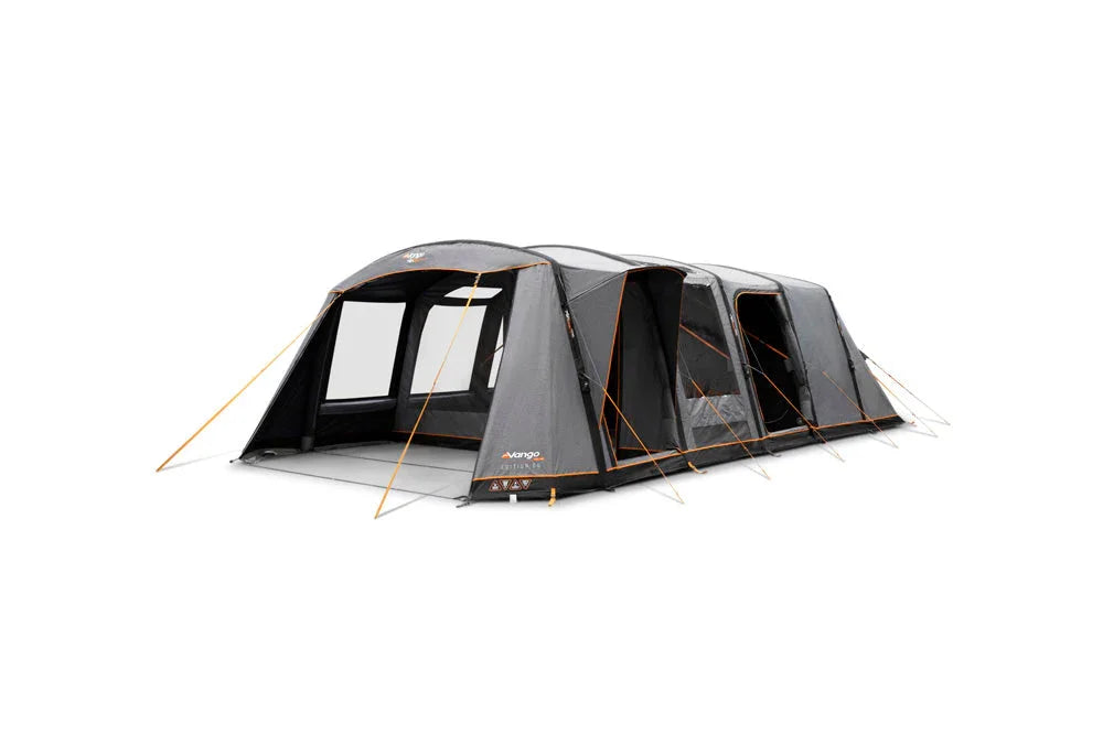 Vango caravan awning with mesh windows and orange trim for camping adventures