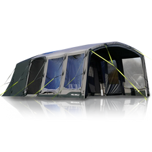 Holawild caravan awning with large windows and yellow guy lines for camping adventures