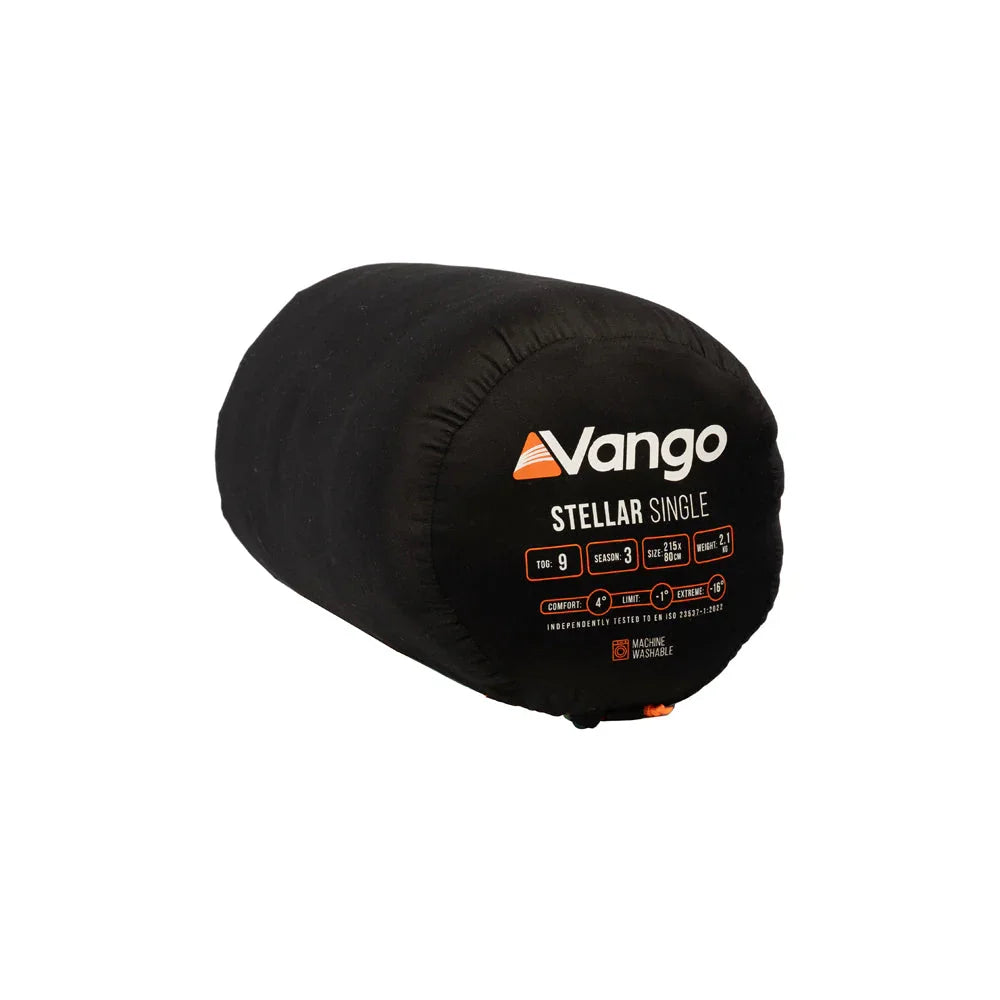 Vango Stellar Single sleeping bag, compact and machine washable for outdoor adventures