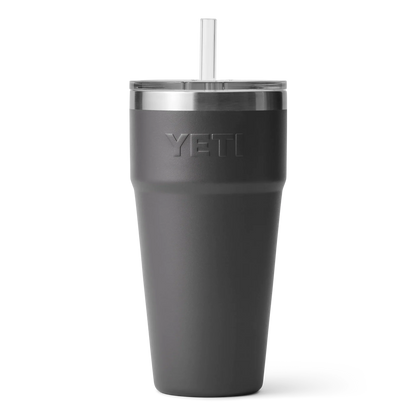 Yeti tumbler with straw lid, ideal for camping and outdoor adventures