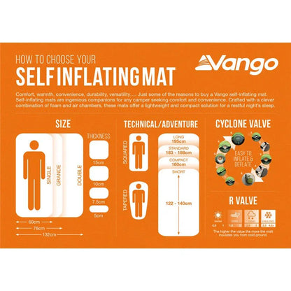 Vango Arcadia Double 7.5cm Self-Inflating Mattress Deep Blue