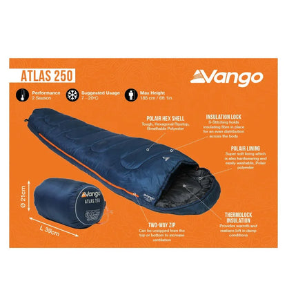 Vango Atlas 250 Sleeping Bag Ink Blue