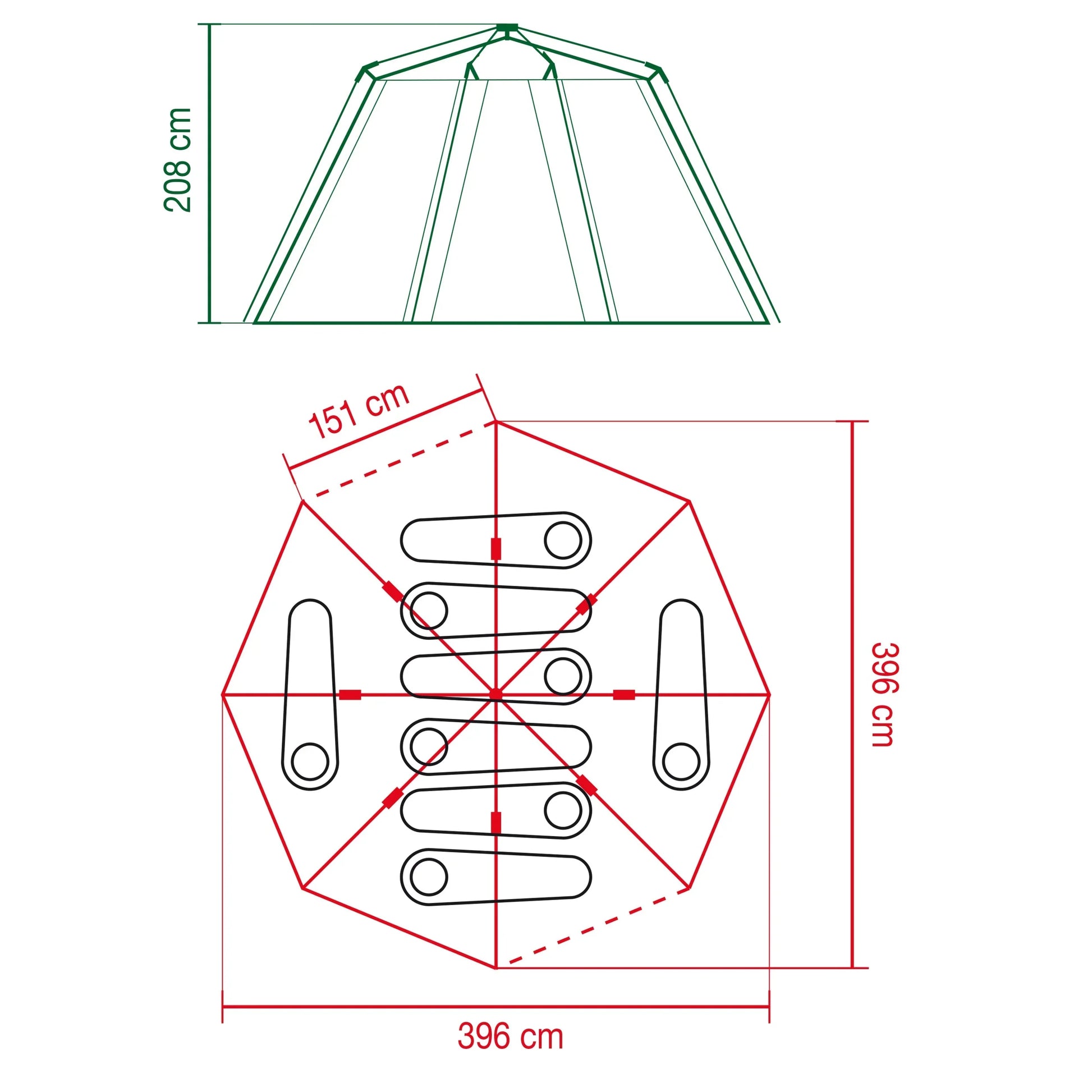 Coleman Octagon 8 Shelter Floorplan