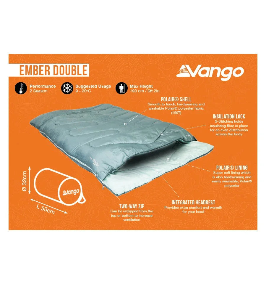 Vango Ember Double Sleeping Bag Mineral Green