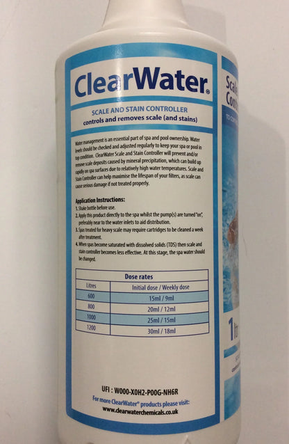 Scale and stain controller for swimming pools, spas and hot tubs 1lt