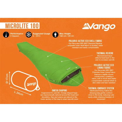 Vango Microlite 100 Sleeping Bag Gecko Green