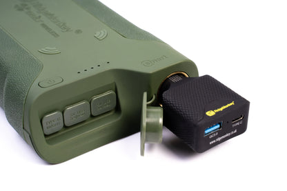Ridgemonkey portable power bank with USB-C and QC3.0 charging for outdoor adventures
